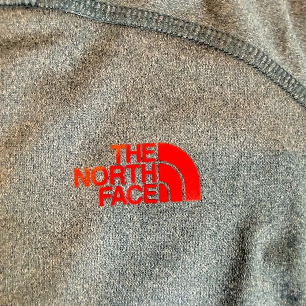 The North Face Mens L Gray Red Hiking Zip Up Sweatshirt Outdoor Fleece Jacket